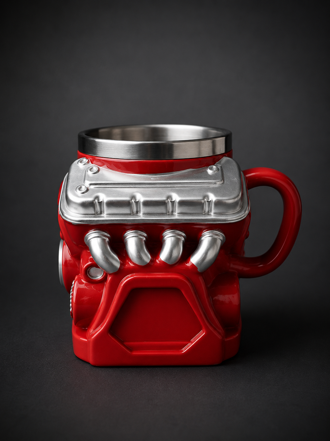 PistonGrip™ V8 Engine Mug with stainless steel interior for car enthusiasts