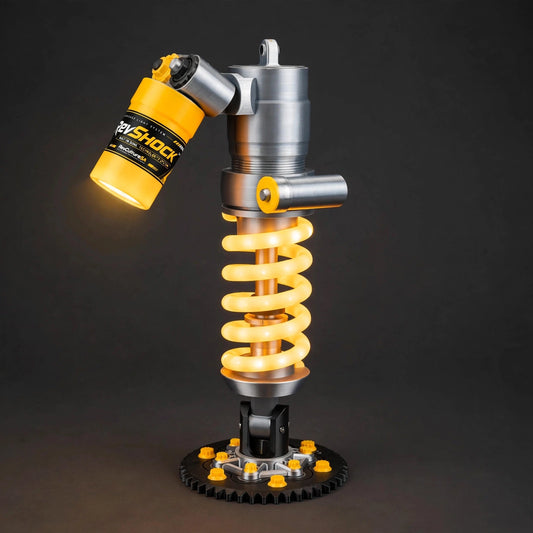 RevShock™ Coilover LED Desk Lamp inspired by performance suspension for desks and garages