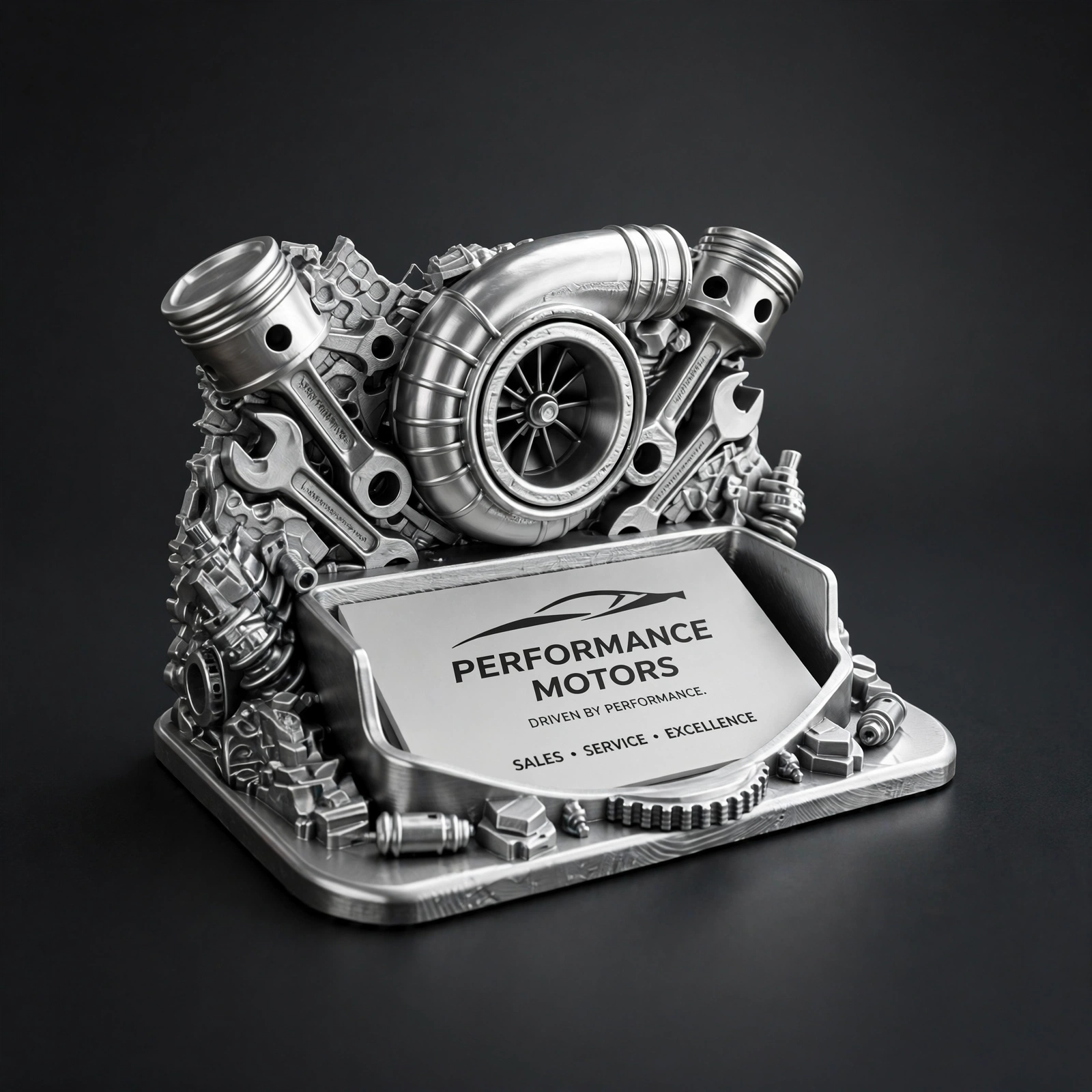 TurboVault™ Executive Business Card Holder with premium automotive-inspired design