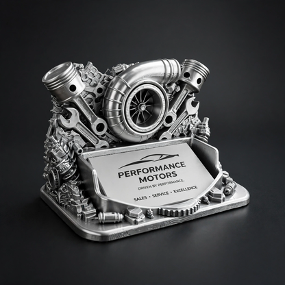TurboVault™ Executive Business Card Holder with premium automotive-inspired design