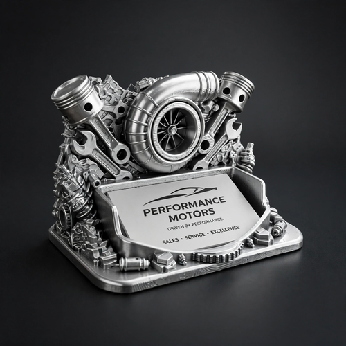 TurboVault™ Executive Business Card Holder with premium automotive-inspired design