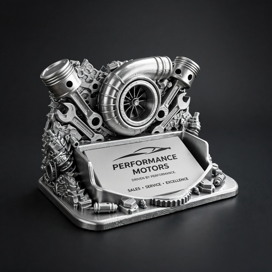 TurboVault™ Executive Business Card Holder with premium automotive-inspired design