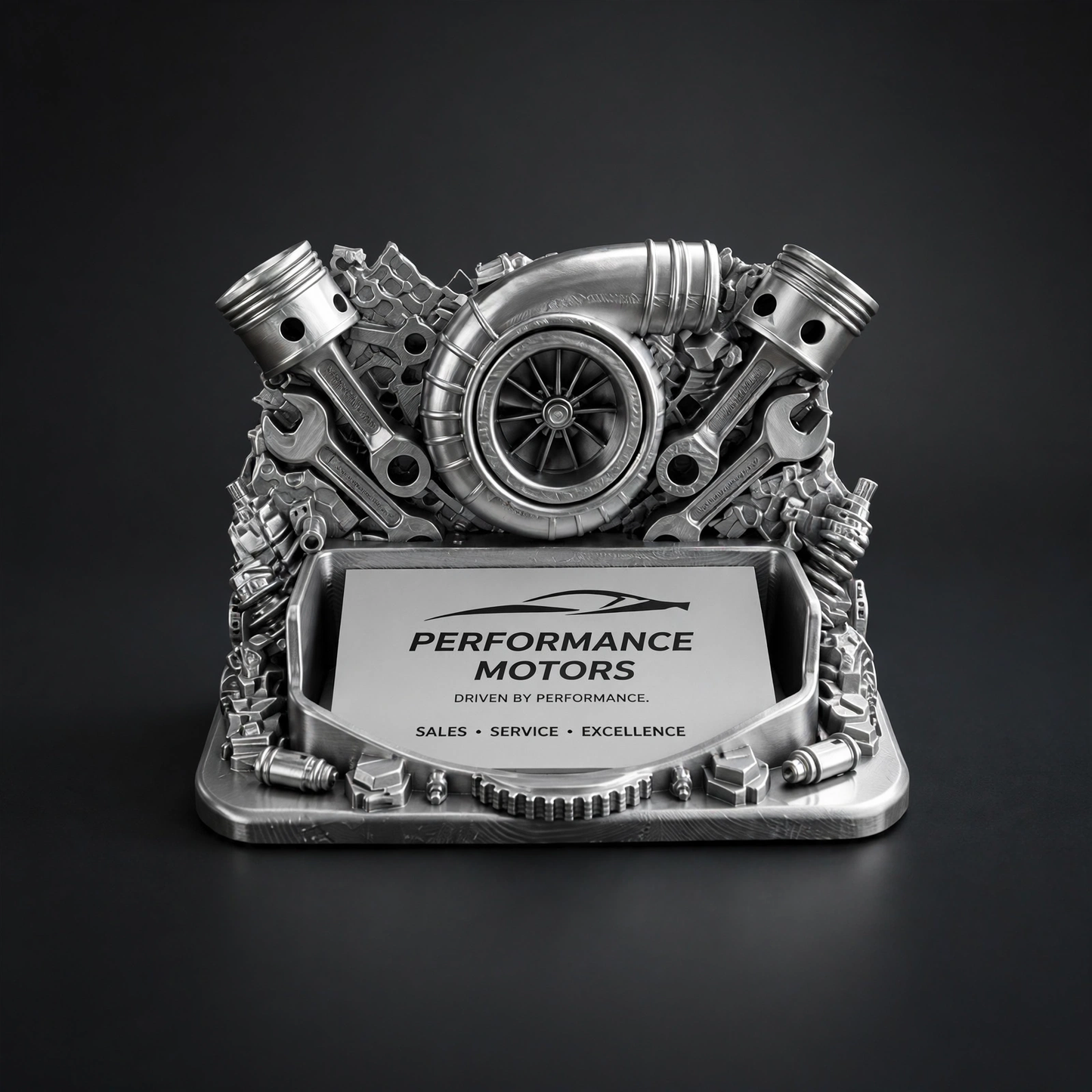 TurboVault™ Executive Business Card Holder with premium automotive-inspired design