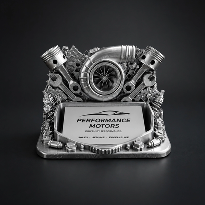 TurboVault™ Executive Business Card Holder with premium automotive-inspired design