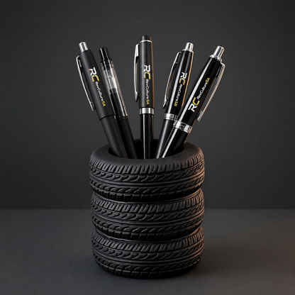 TreadVault™ Tire Desk Organizer styled as a realistic performance tire for office desks
