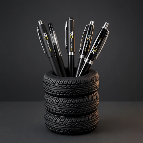 TreadVault™ Tire Desk Organizer styled as a realistic performance tire for office desks