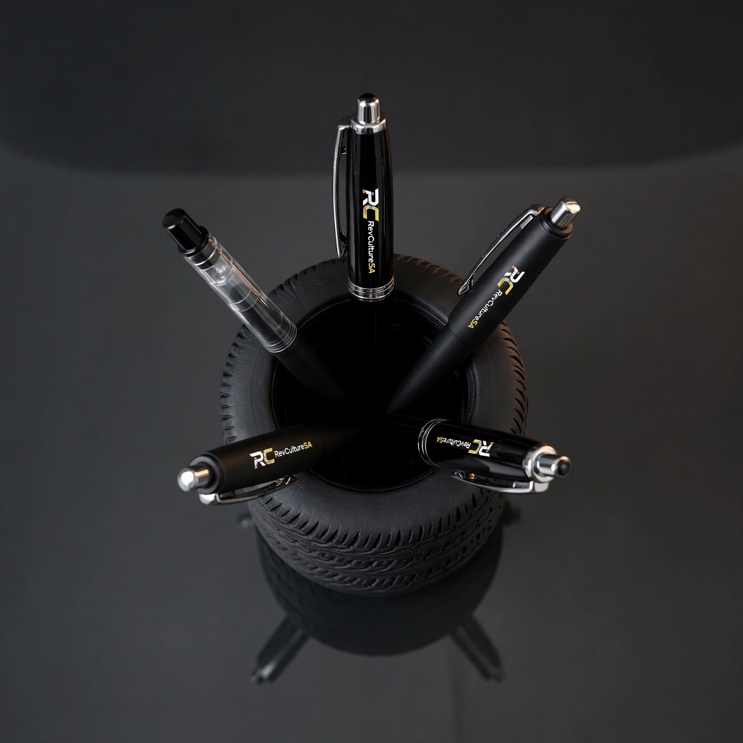 TreadVault™ Tire Desk Organizer styled as a realistic performance tire for office desks