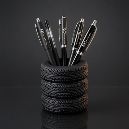 TreadVault™ Tire Desk Organizer styled as a realistic performance tire for office desks